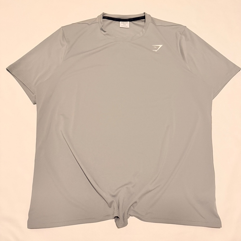 Gymshark T-Shirt Mens 3XL Sage Green Short Sleeve Performance Mesh Logo Workout